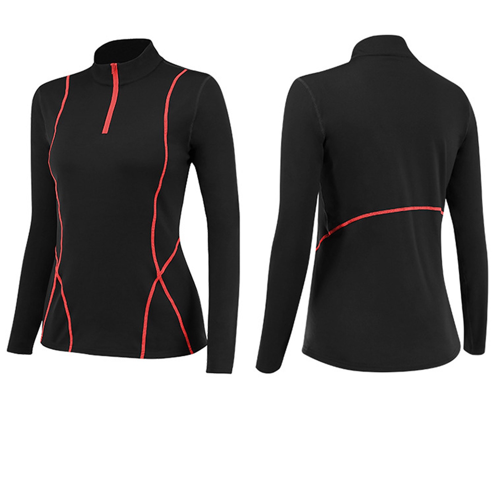 thumbnail image 2 of Camiseta deportiva de manga larga para mujer para yoga: cuello alto con cremallera, corte ajustado, tejido de poliéster transpirable, blusa para correr y hacer ejercicio, 2 of 4